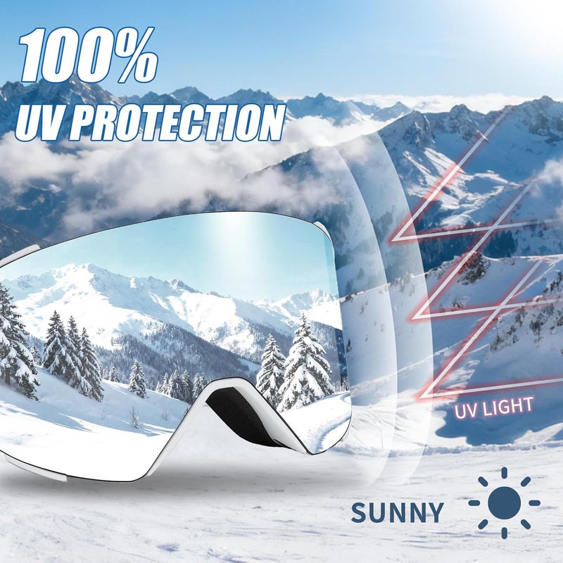 MXJ Gear Ski Goggles OTG for Women Men Adult Youth,YH693C Magnetic Snowboard Goggles,Winter Snow Goggles for Skiing Skating - Image 4